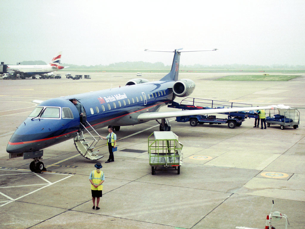 7 August 2003 (0740) bmi British Midland G-RJXD on stand 16 at Manchester after arrival from Glasgow
