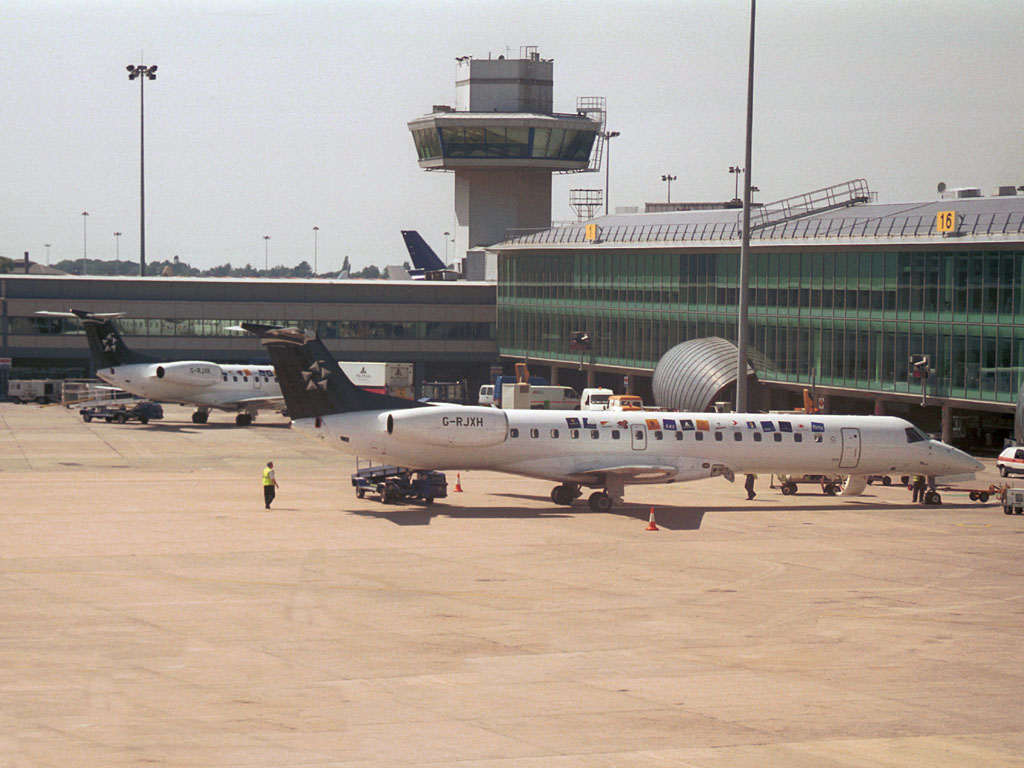 15 July 2003 (1535) G-RJXH and G-RJXK on stands 17 & 1 at MAN