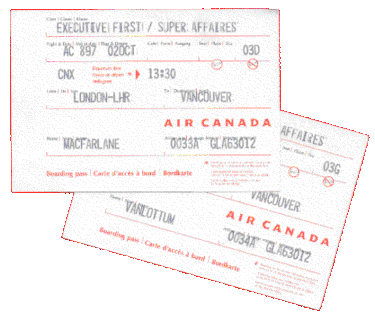 Boarding Passes for AC897 on 2 October 1999
