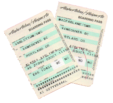 Boarding Passes for AS/QX2109 on 3 October 1999