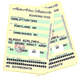 Boarding Passes for AS2018 on 9 October 1999