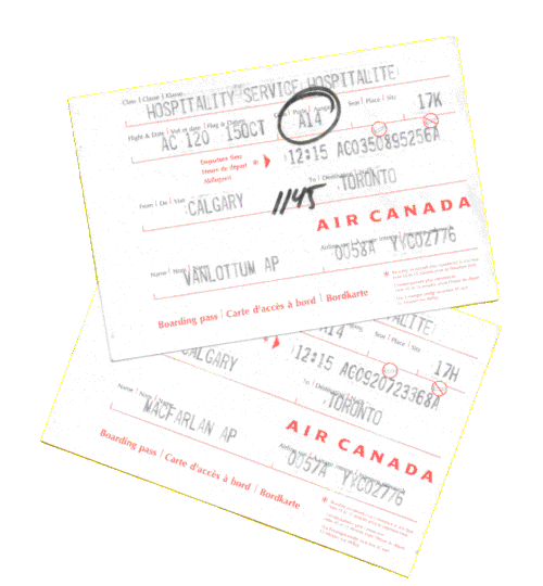 Boarding Passes for AC120 on 15 October 1999