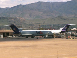 2 May 2002 (1208) Unidentified Fedex B727 at the Cargo area @ BOI