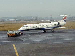 28 March 2001 (0920) G-ERJD at GLA on pushback for a flight to BRS