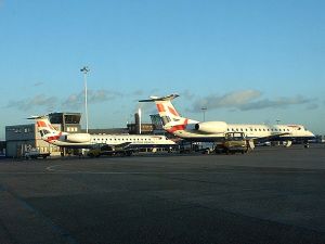 6 February 2002 (1700) G-ERJE & G-ERJG ERJ145 at BRS Stands 11 & 12